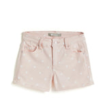 Brittany Pink Star Print Color Short With Fray Hem