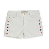 Brittany USA Star Print Embroidery Short With Fray Hem