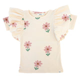 Butterfly Short Sleeve Cotton Tee - Picking Daisies - Cashew