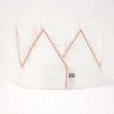 "four" Birthday Crown with Blush/Gold Trim on Oyster Linen