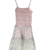 Green and Pink Floral Smocked Dress