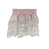 Green and Pink Floral Smocked Skirt