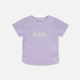 Crinkle Jersey Top with Flower Applique-Lilac