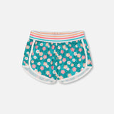 Striped Waist Turquoise Printed Short