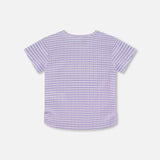 Crinkle Jersey Top with Flower Applique-Lilac
