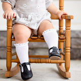 Knee Sock 6 Pair Set Neutral Lace Top