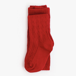 Bright Red Cable Knit Tights little stocking co