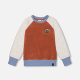 Color Block Raglan Velvet Rib Sweatshirt | Burnt Orange