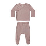 Pointelle Wrap Top & Footed Pant Set | Lilac