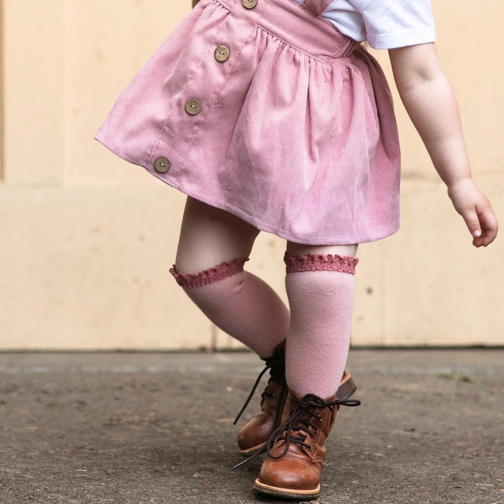 Blush + Mauve Lace Top Knee Highs baby knee socks little stocking co. 
