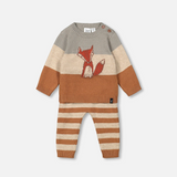 Knitted Color Block Sweater And Pant Set