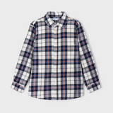 Long Sleeve Plaid Button Up - Navy