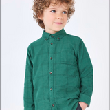 Button Up Corduroy Shirt | Green Plaid