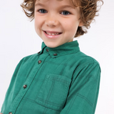 Button Up Corduroy Shirt | Green Plaid
