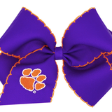 Embroidered Moonstitch Bow - Clemson
