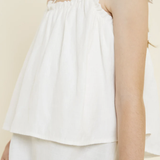 Girls Tiered Pleated Strap Tank - Off White