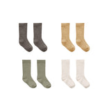 Ribbed Socks Set | Fern,Charcoal,Natural,Honey