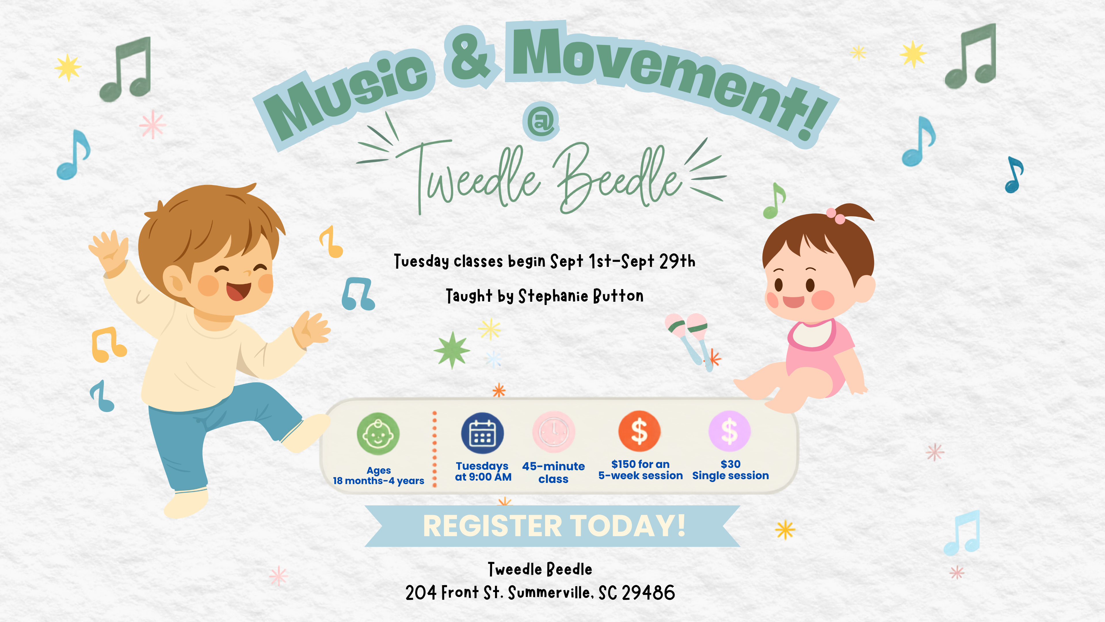 Music & Movement Class in Summerville, South Carolina: A Fun 5-Week Toddler Event