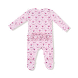 Rose Garden Trellis 2 Way Ruffle Zipper Footie
