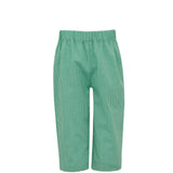 Santa Face Boy | Green Gingham boys long pants lined