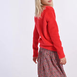 Girls Knitted Sweater - Red Coral