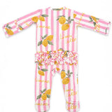 2-Way Zip Ruffle Footie, Lemon Amore