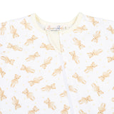 Teddy Print Zip Footie - Ivory