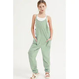 Drop Crotch Sleeveless Jumpsuit- Sage