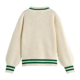 Girls' V-Neck Embroidered Pullover Sweater