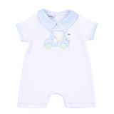 Little Caddie Applique Collared Playsuit - Light Blue