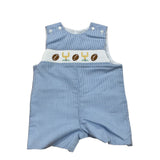 Light Blue Gingham Boy's Jon Jon - Football