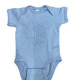 Newborn Hi I'm New Here Bodysuit Blue