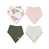 Cotton Muslin Bandana Bib 4pk | Watercolor Roses