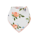 Cotton Muslin Bandana Bib 4pk | Watercolor Roses