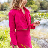 Amara Cropped Cord Jacket | Crushed Berry