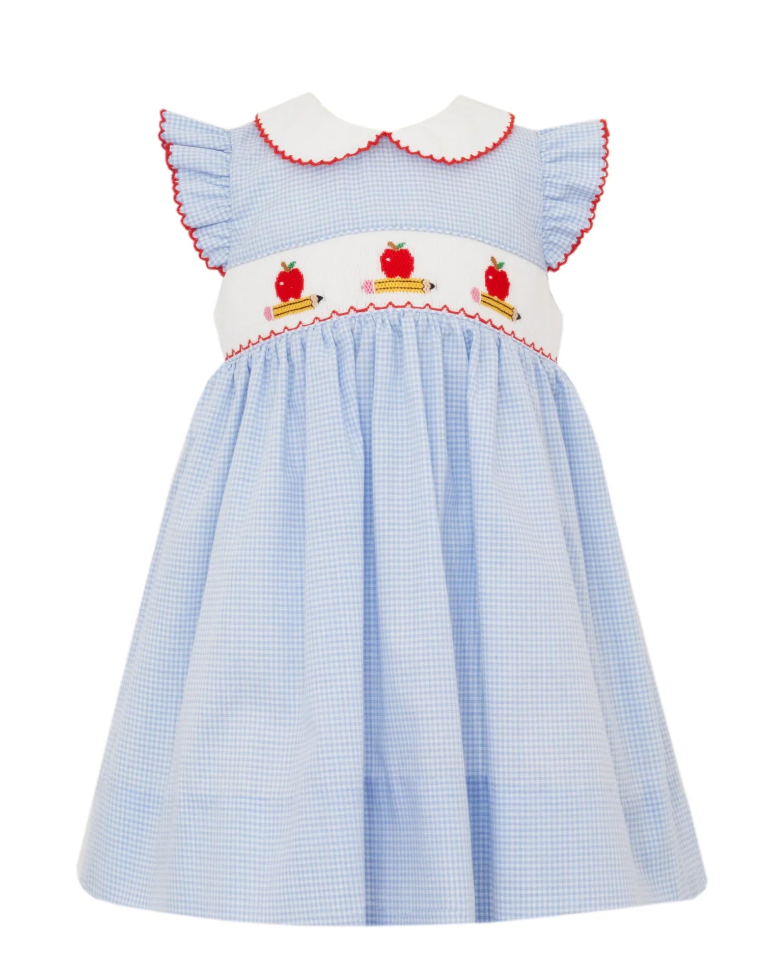 Apples & Pencils Light Blue Gingham Dress