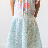 Aqua Sequin Twirl Skort
