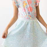 Aqua Sequin Twirl Skort