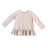 Long Sleeve Peplum Top: Blush