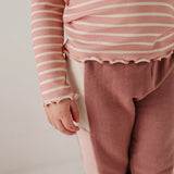 Lettuce Hem Tee - Misty Rose Stripe