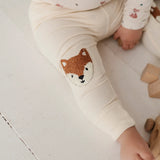 Patch Ribbed Leggings - Fox