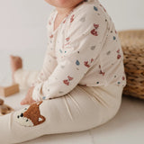 Patch Ribbed Leggings - Fox