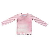 Lettuce Hem Tee - Misty Rose Stripe
