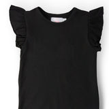 Black S/S Ruffle Tee