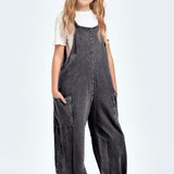 Black Mineral Wash Wide Leg Overall
