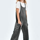 Black Mineral Wash Wide Leg Overall