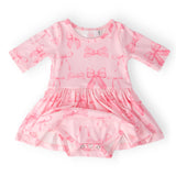 Blushing Bows 3/4 Sleeve Twirl Bodysuit