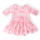Blushing Bows 3/4 Sleeve Twirl Bodysuit