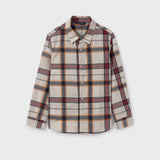 Boy Plaid Shirt - Wine Plaid