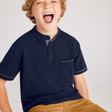 Boy Henley Navy Polo Shirt